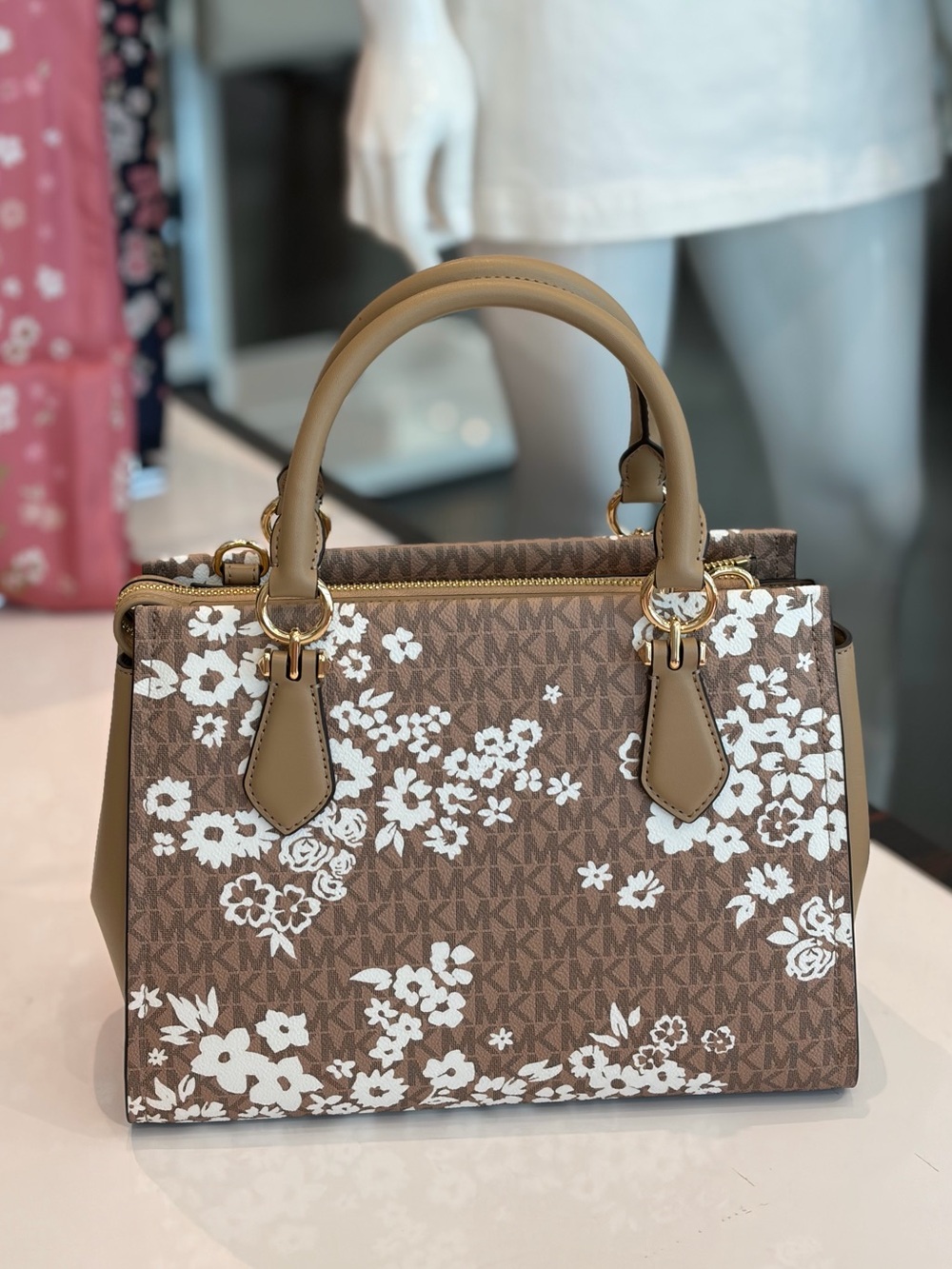 MICHAEL KORS  Marilyn Medium Printed Signature Logo Satchel Crossbody - Picture 14 of 16